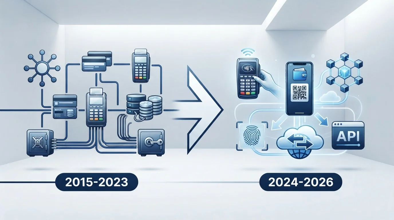 Timeline illustration showing transition from Boku to Fonix payment infrastructure in UK online casinos