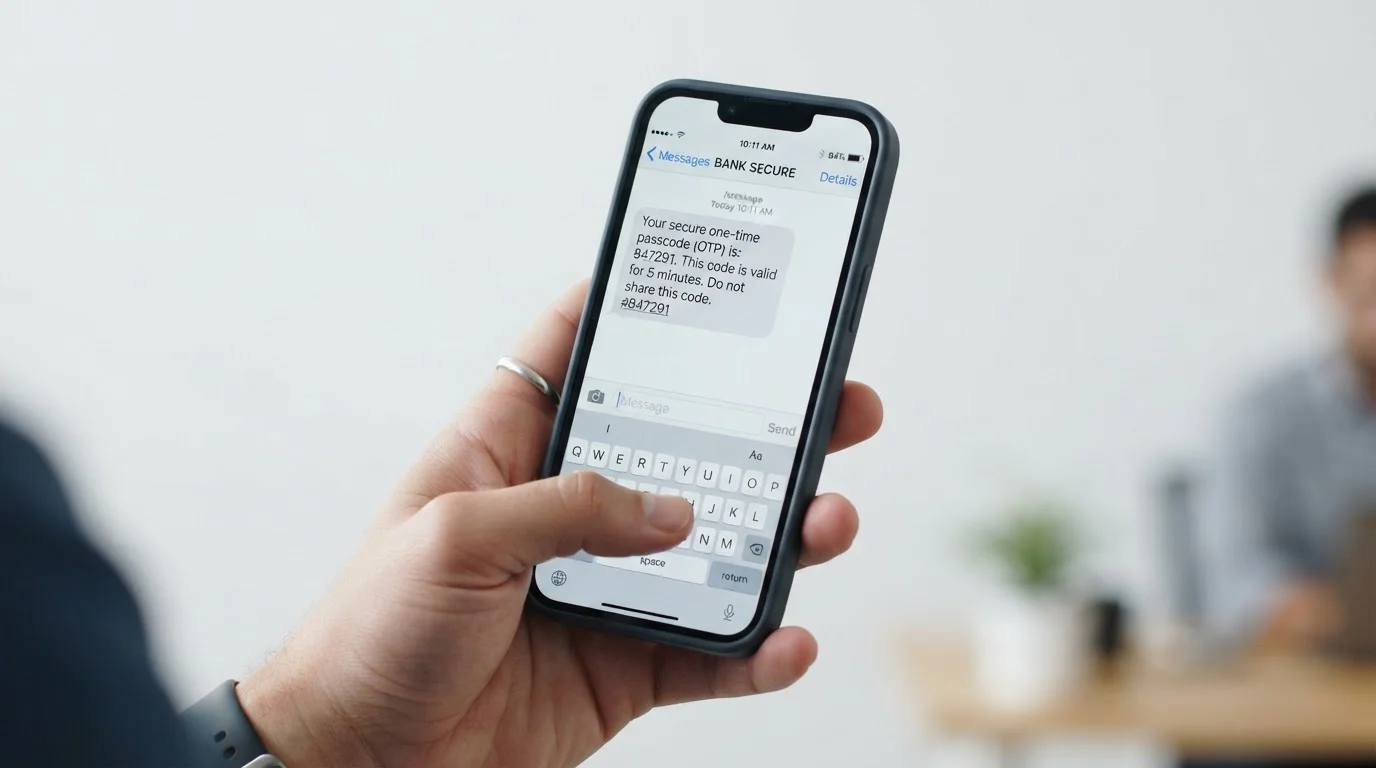 Smartphone displaying SMS one-time password for Boku mobile payment authentication