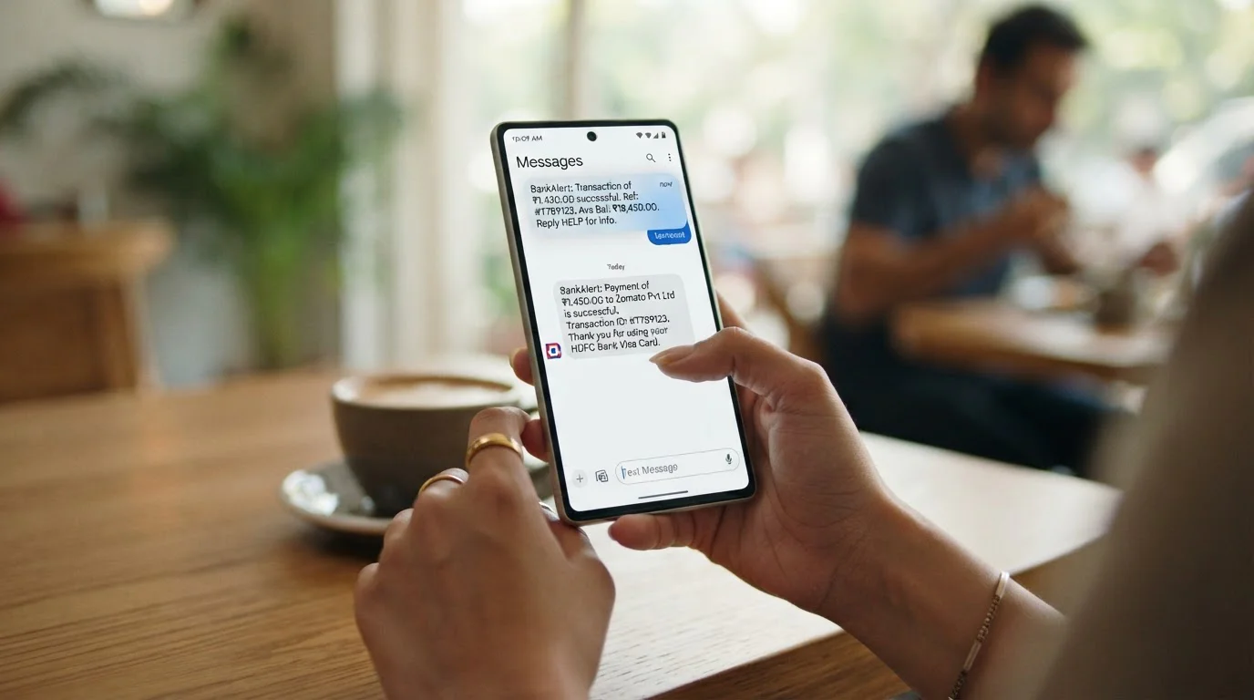 Mobile phone showing SMS confirmation for Boku casino deposit on phone bill