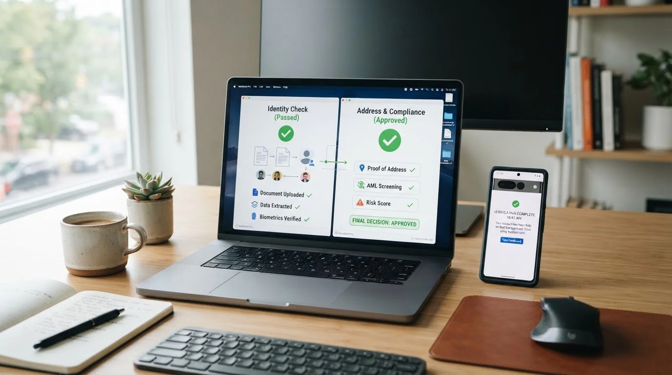 Document verification workflow showing electronic checks versus manual review