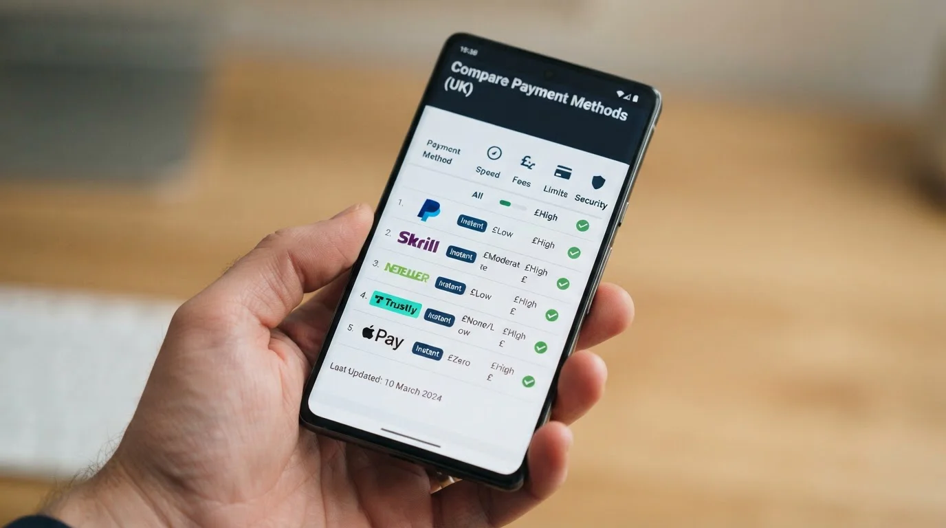 Comparison chart of modern e-wallet payment methods on smartphone screen
