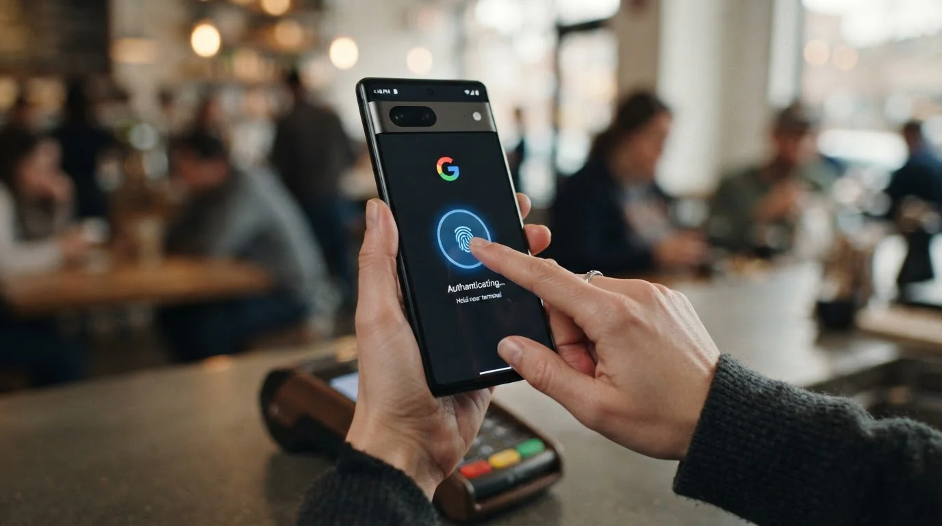 Smartphone showing Google Pay authentication screen for casino deposit