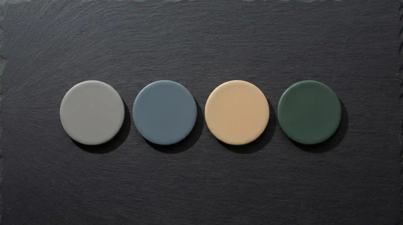 Four unlabelled payment tokens arranged in a row on a plain surface