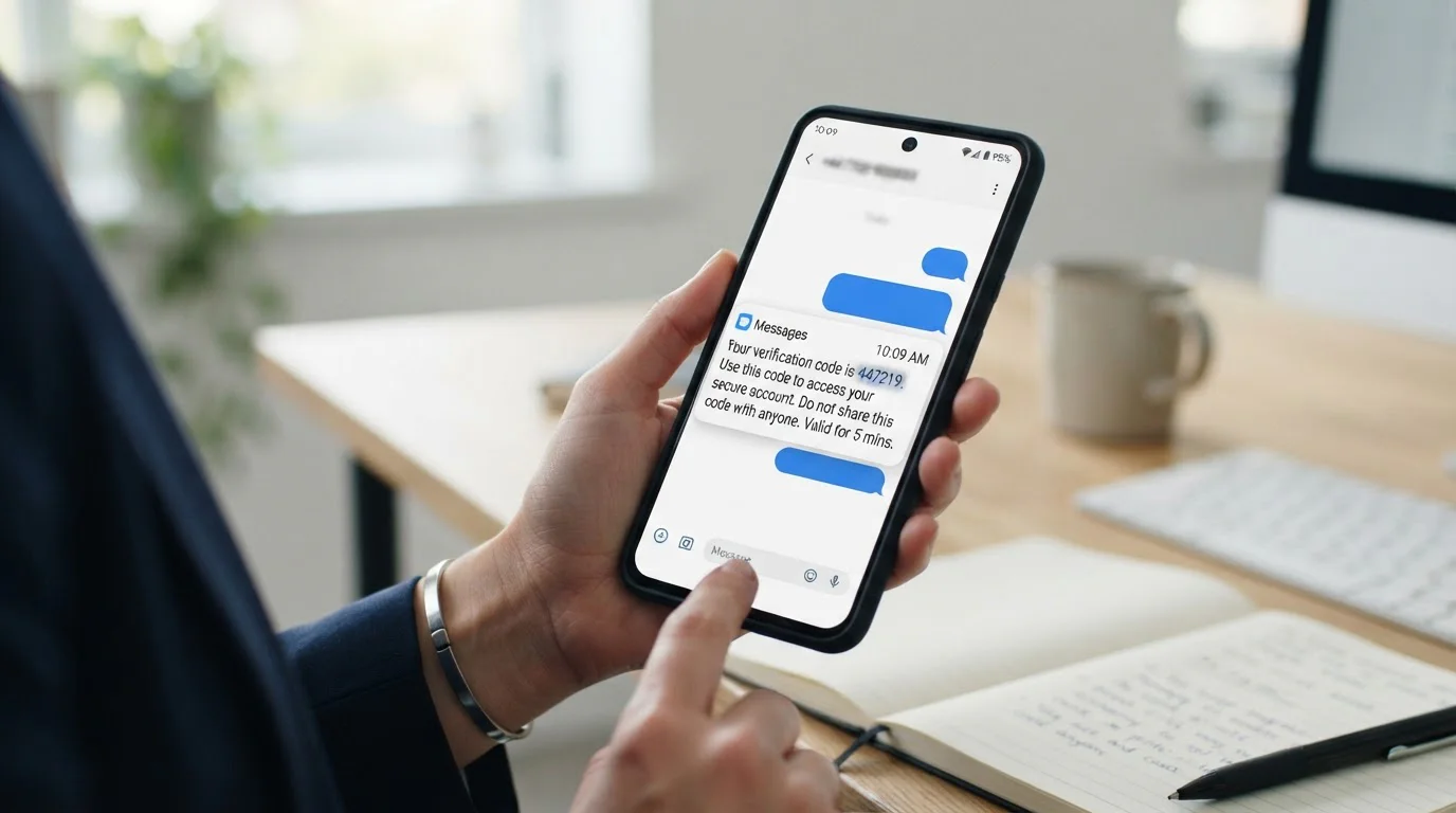 Smartphone screen showing SMS confirmation for casino deposit