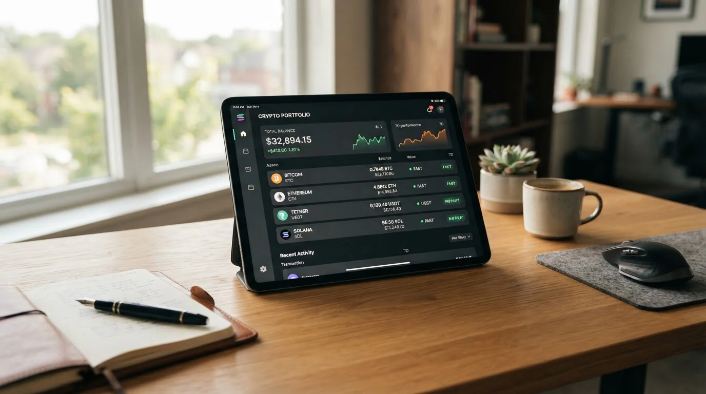Cryptocurrency wallet showing multiple coin balances with transaction speeds