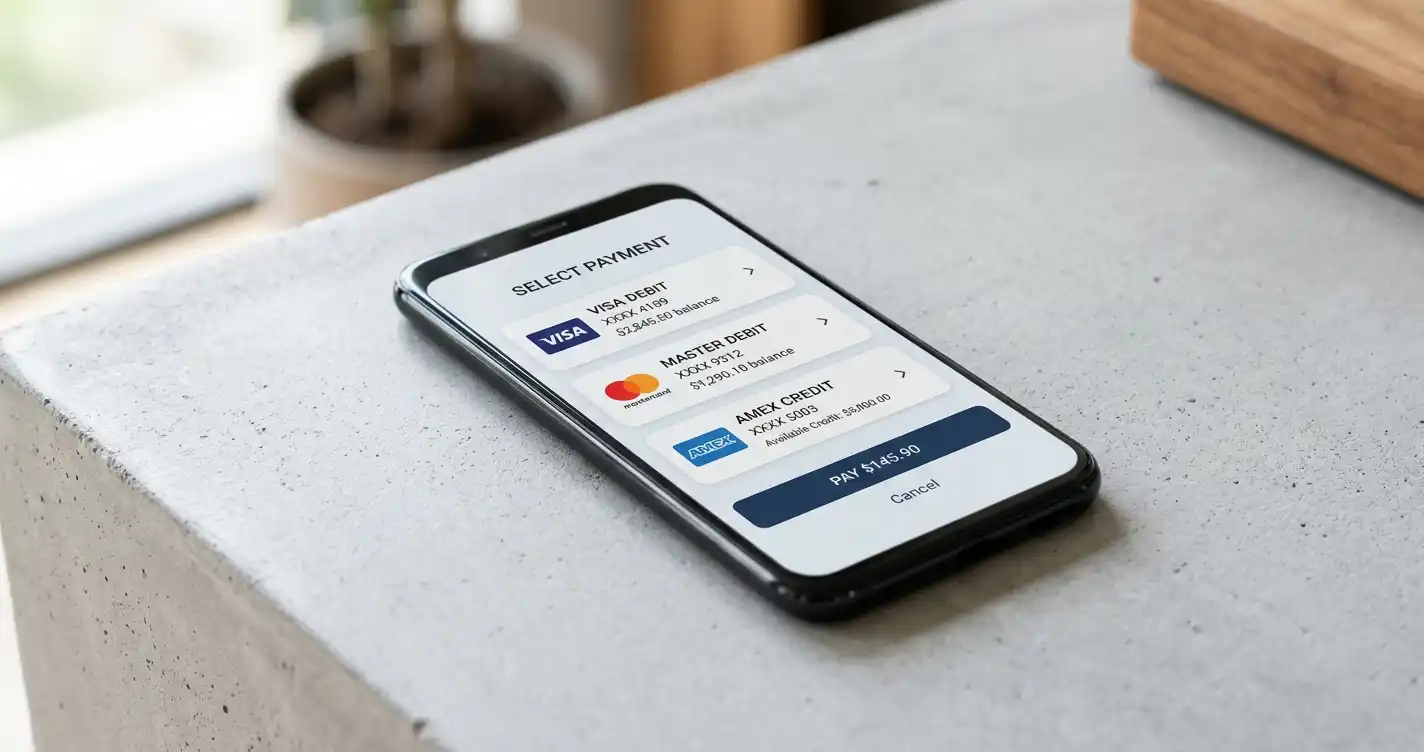 UK payment methods comparison on mobile banking app