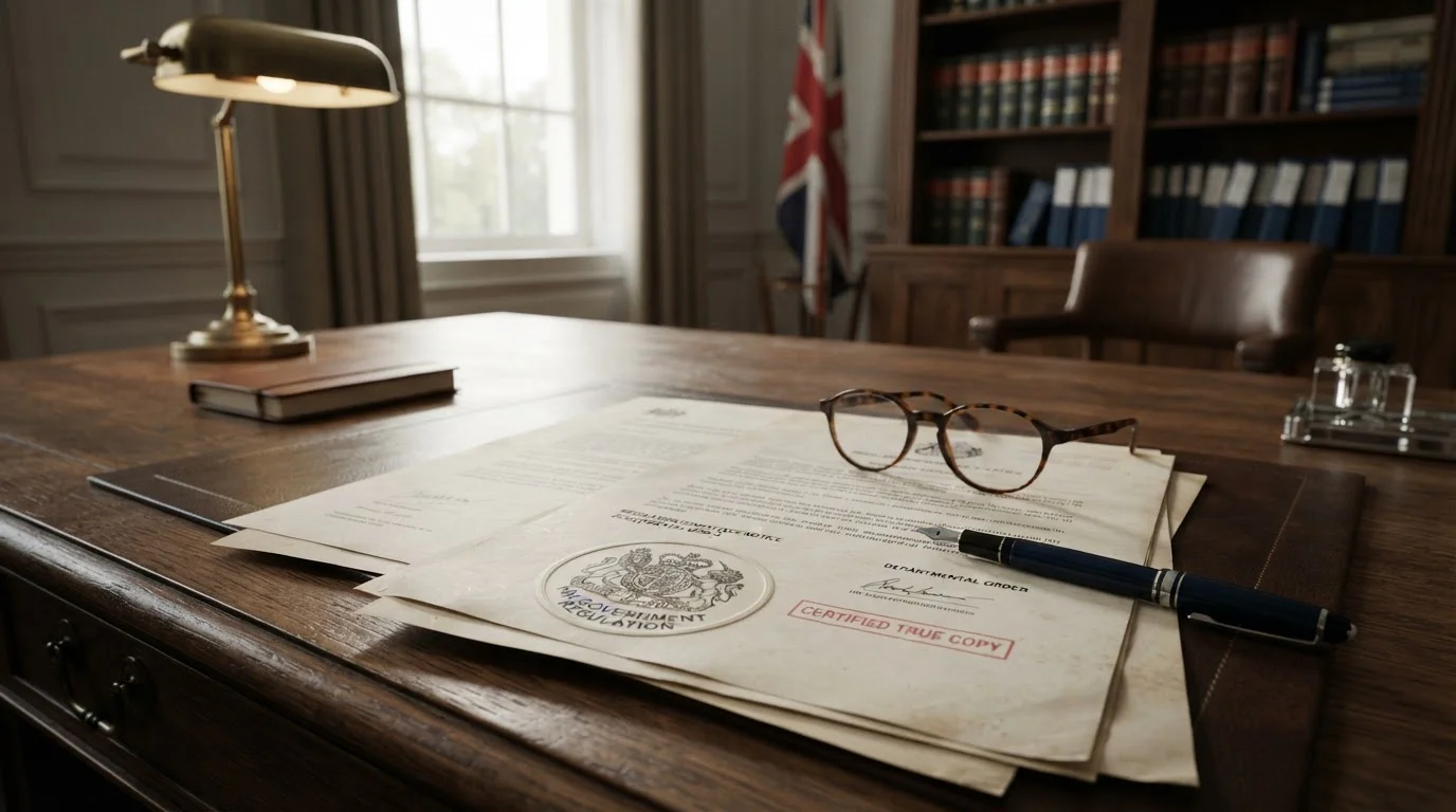 UK Gambling Commission regulatory document on desk with official seal