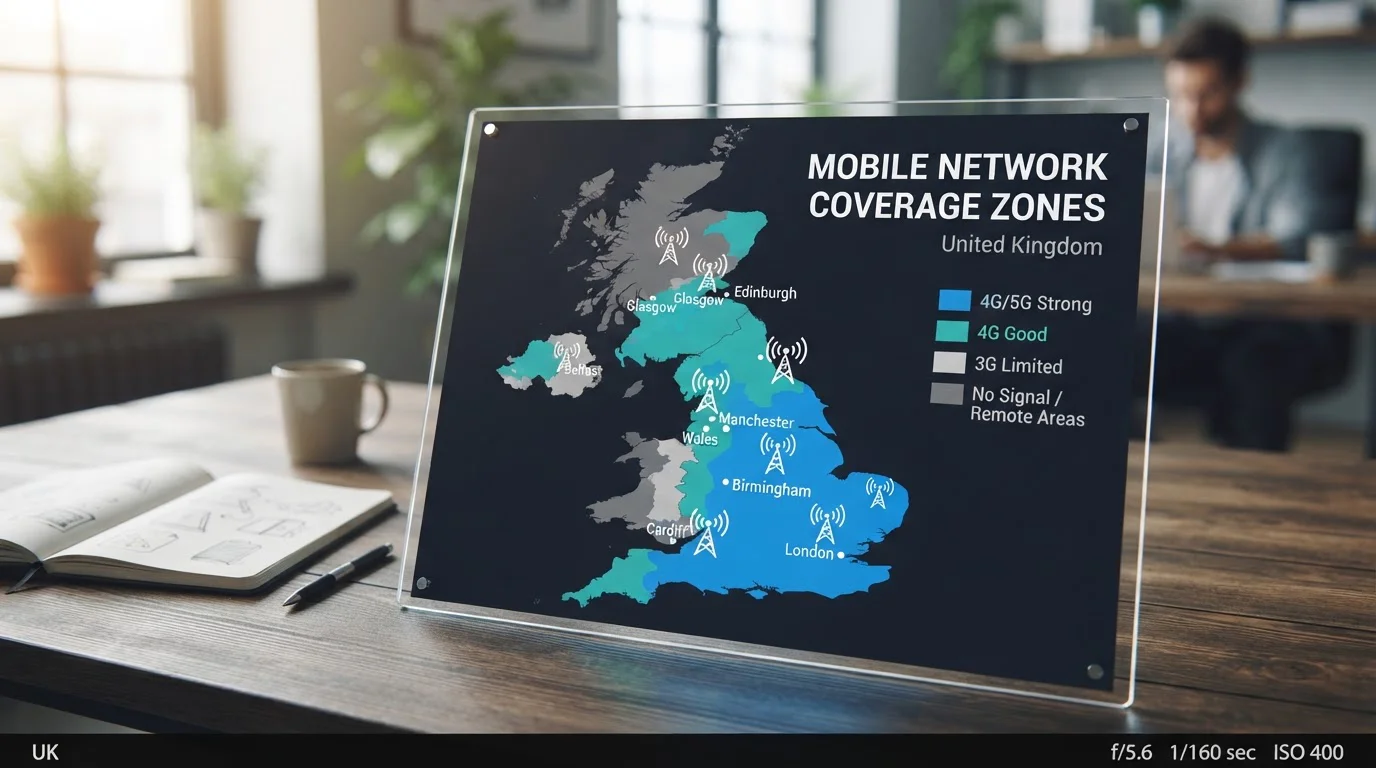UK mobile network coverage map showing carrier gambling deposit support