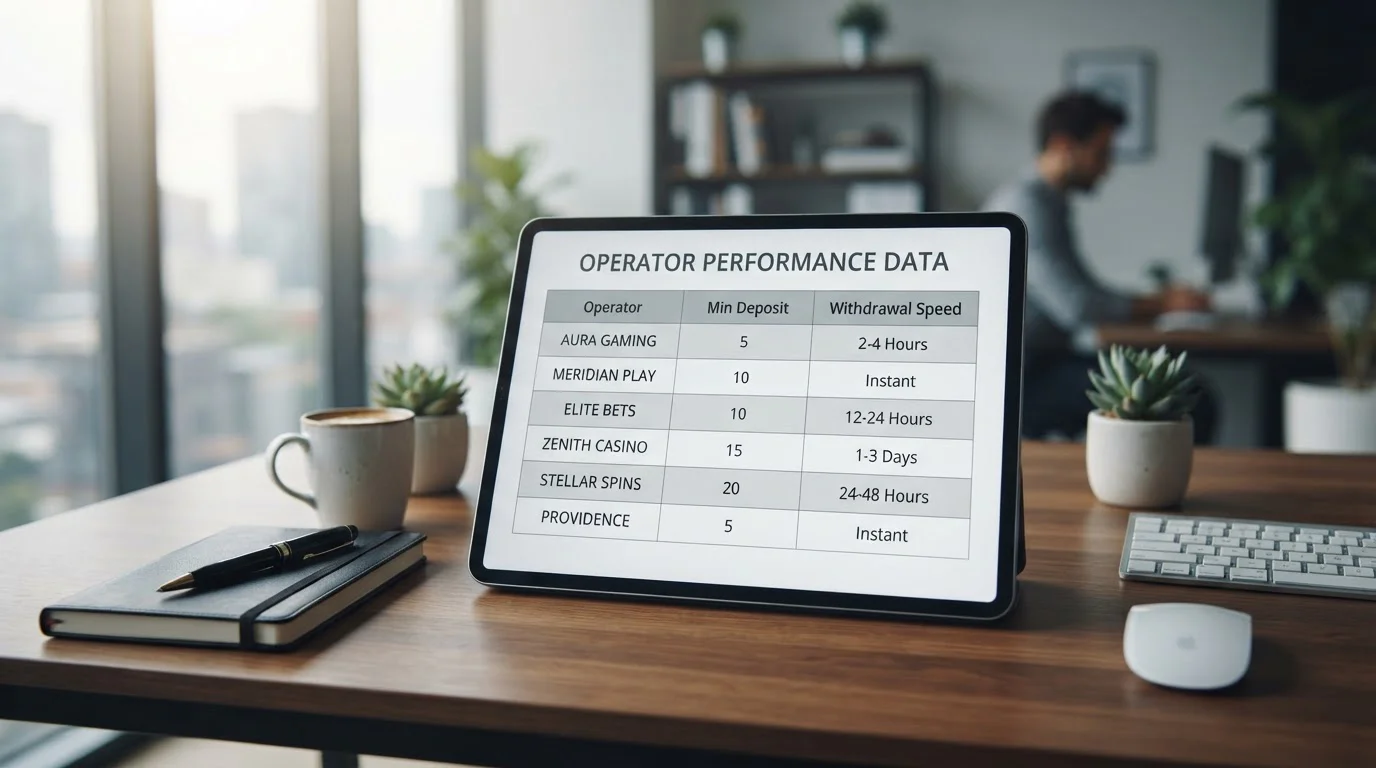 Comparison table showing PayPal casino operators with key features