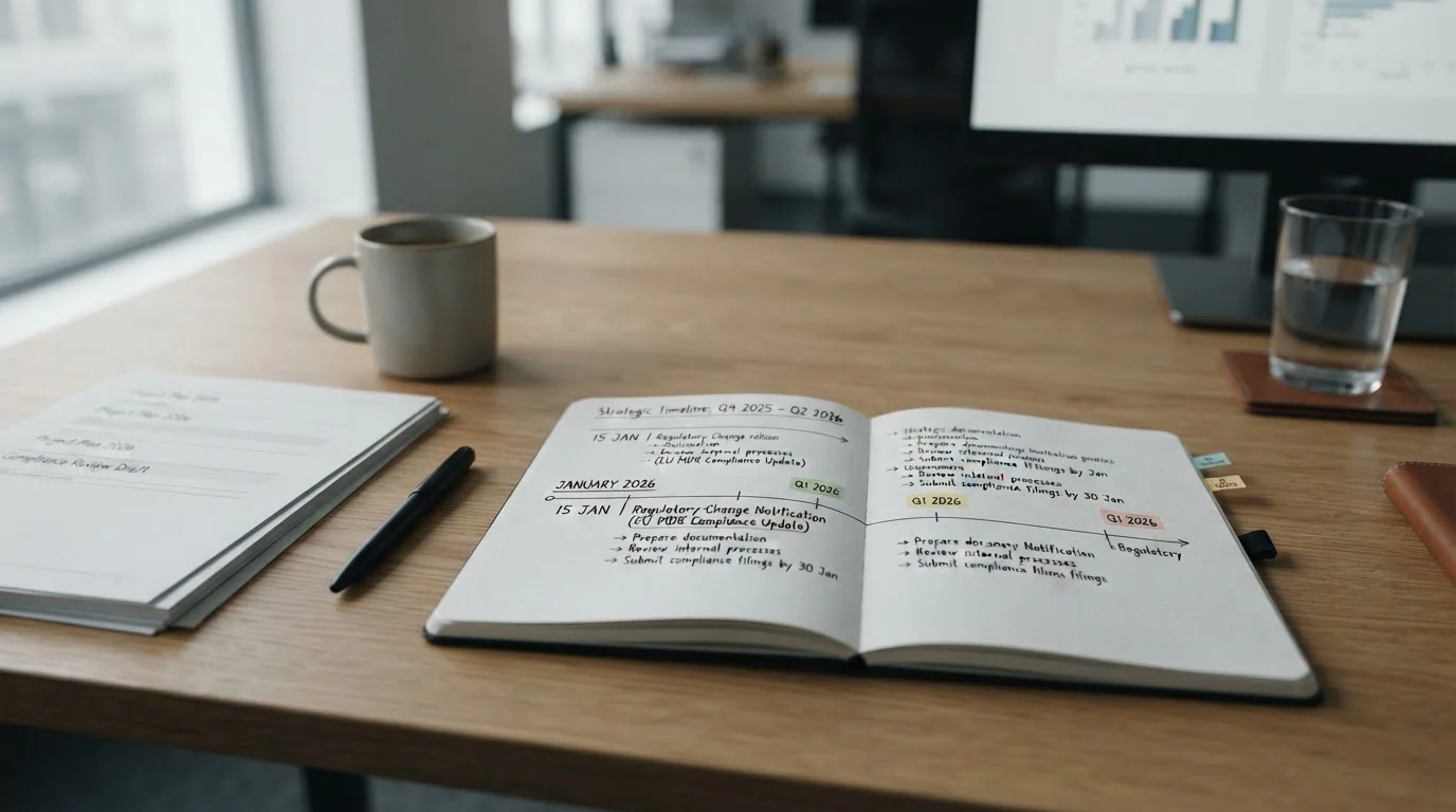 Calendar showing January 2026 with regulatory change notification