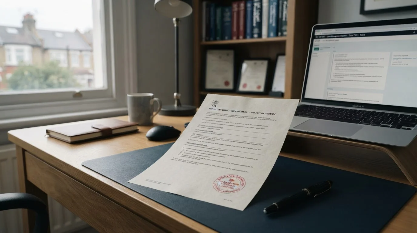 UK Gambling Commission official document with regulatory stamp on office desk