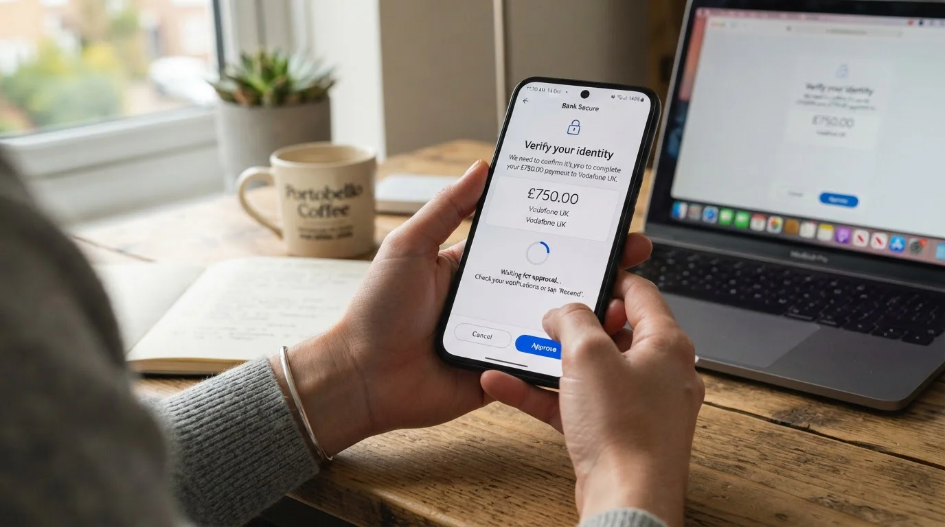 Visa Secure authentication screen on mobile banking app