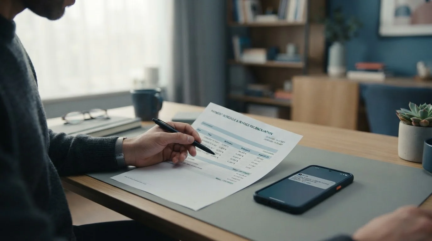 Person reviewing document with withdrawal timestamps and UK bank settlement times